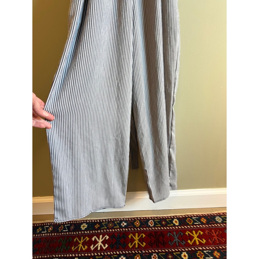 Monteau Los Angeles Striped Ruffle Sleeve Wide Leg Jumpsuit Navy White XS NEW - Picture 4 of 4